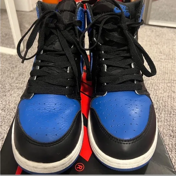 Nike Air Jordan 1 High Black and Blue Sneakers