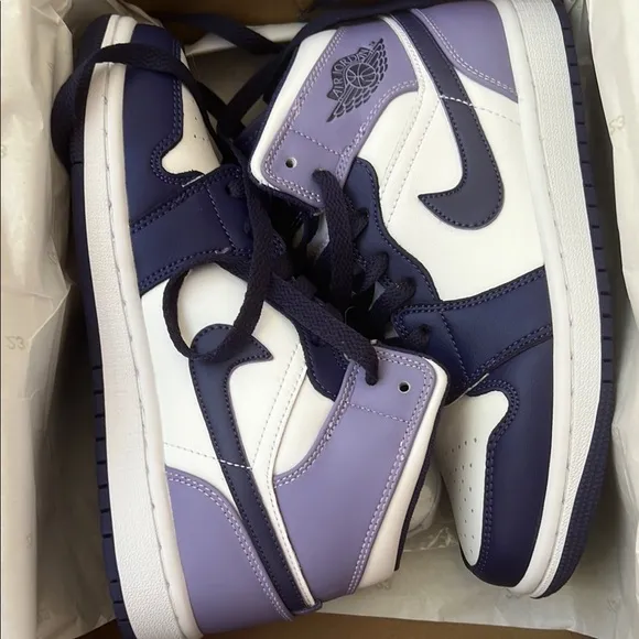 Nike Air Jordan 1 High Purple and White Sneakers