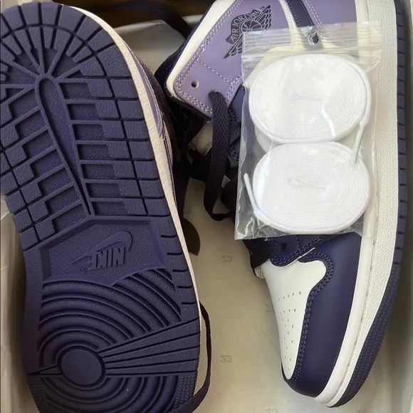 Nike Air Jordan 1 High Purple and White Sneakers
