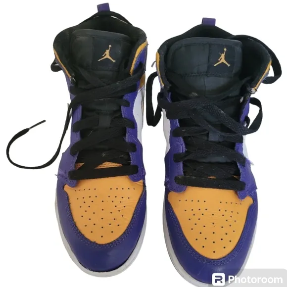 Nike Air Jordan 1 Mid Lakers (PS) Youth Sneakers Size 3Y