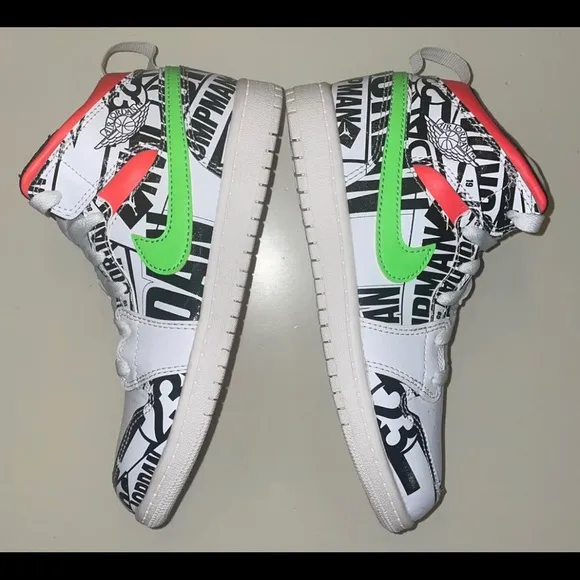 Nike Air Jordan 1 Mid Over-Print Logos Sneakers