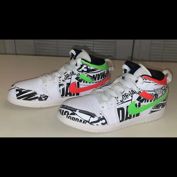 Nike Air Jordan 1 Mid Over-Print Logos Sneakers