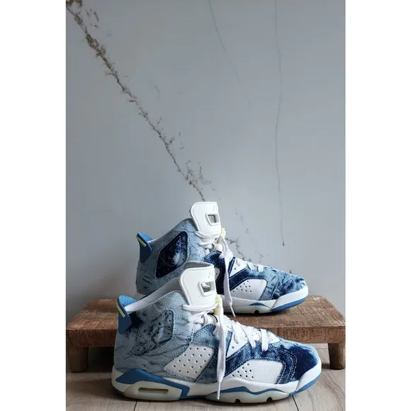 Nike Air Jordan 6 Retro GS Youth 7 Mid Washed Denim 2022 Sneakers DM9045-100