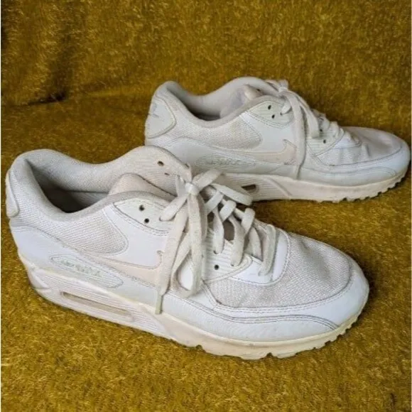 Nike Air Max 90 Size 10 White Leather Mesh Sneakers Grunge Y2K Streetwear