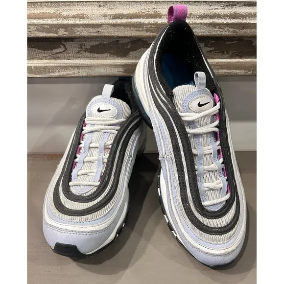 Nike Air Max 97 Sneakers Blue Whisper Opti Yellow-White Size 6Y Women's 7.5