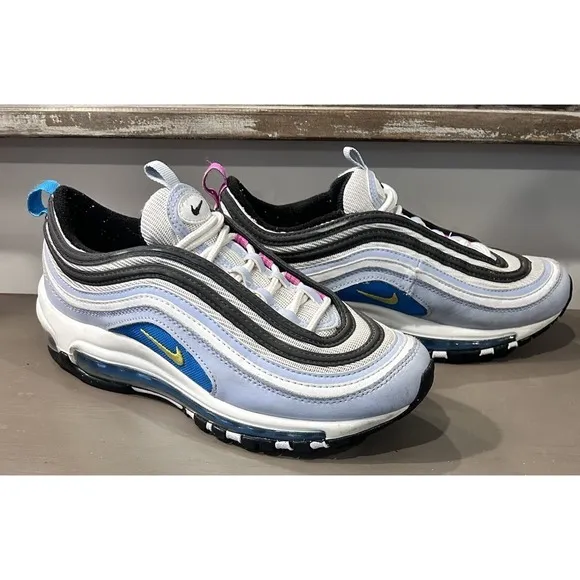 Nike Air Max 97 Sneakers Blue Whisper Opti Yellow-White Size 6Y Women's 7.5