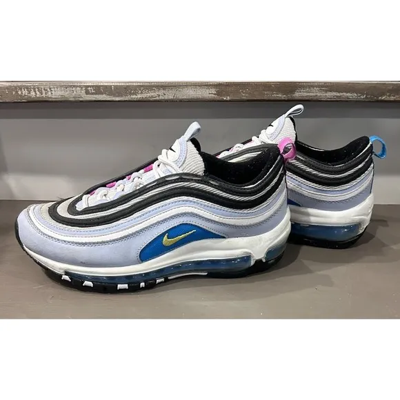 Nike Air Max 97 Sneakers Blue Whisper Opti Yellow-White Size 6Y Women's 7.5