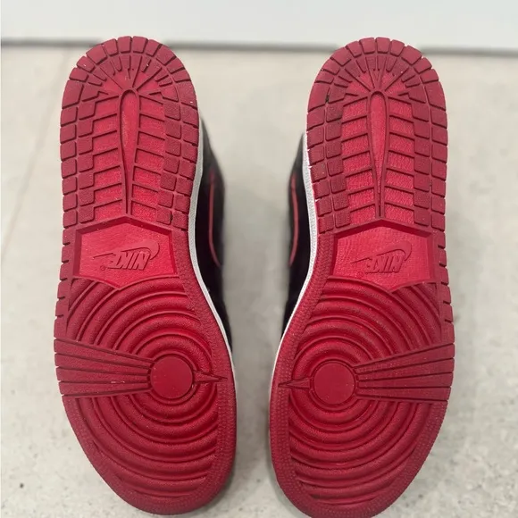 Nike Black and Red High-Top Sneakers with Leather Upper