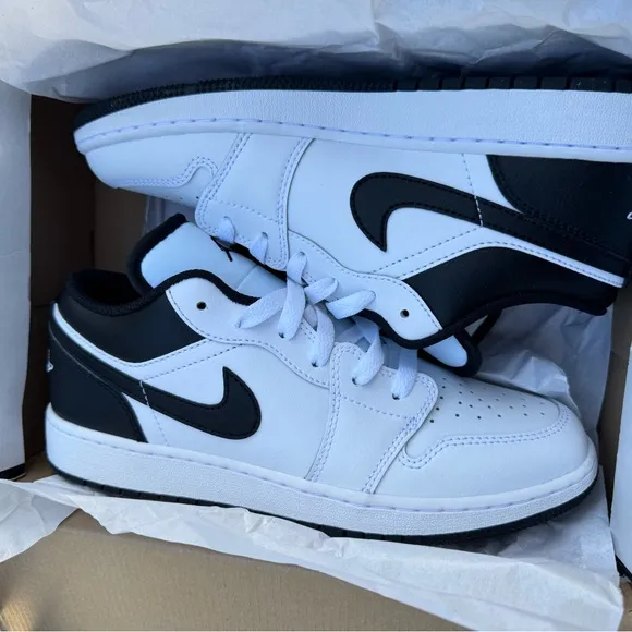 Nike Black and White Air Jordan 1 Low New Sneakers