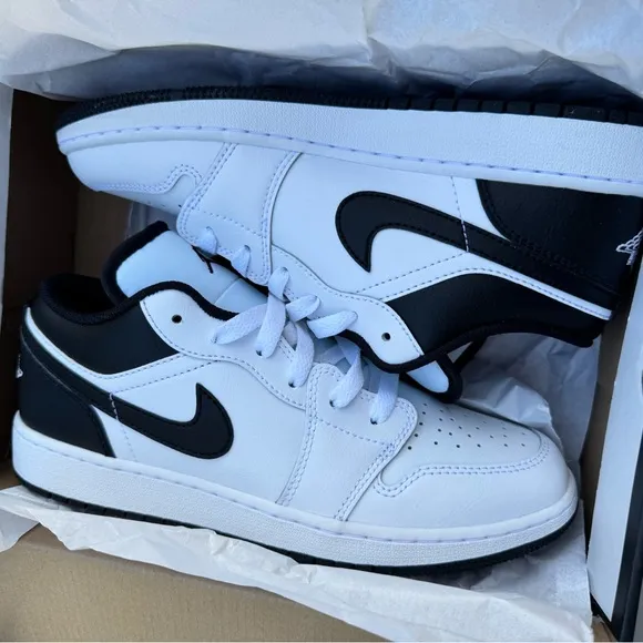 Nike Black and White Air Jordan 1 Low New Sneakers