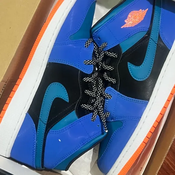 Nike Blue and Orange Sneakers Bold High-Top Design
