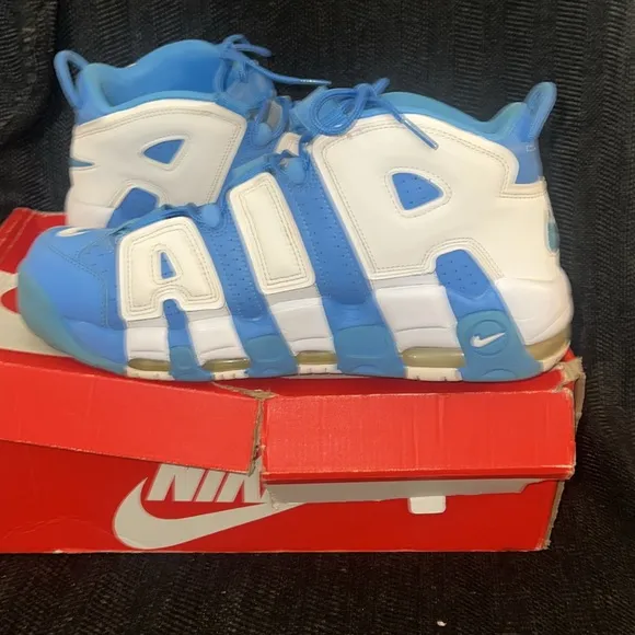 Nike Blue and White Air More Uptempo Sneakers