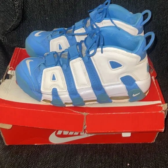 Nike Blue and White Air More Uptempo Sneakers