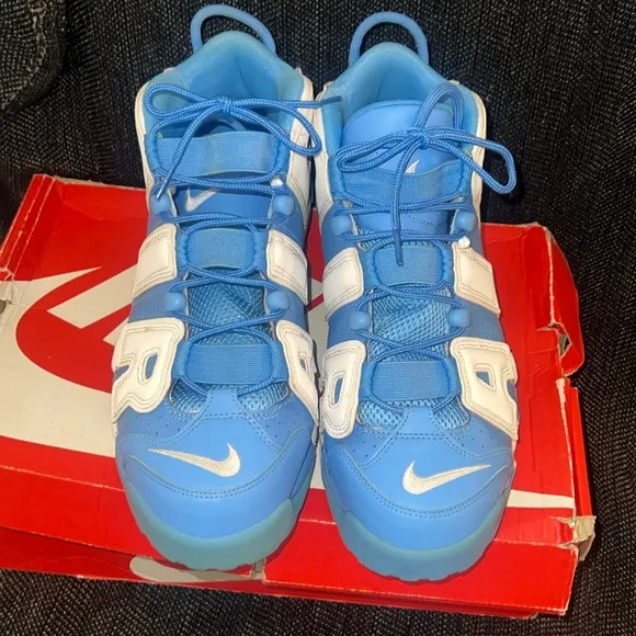 Nike Blue and White Air More Uptempo Sneakers