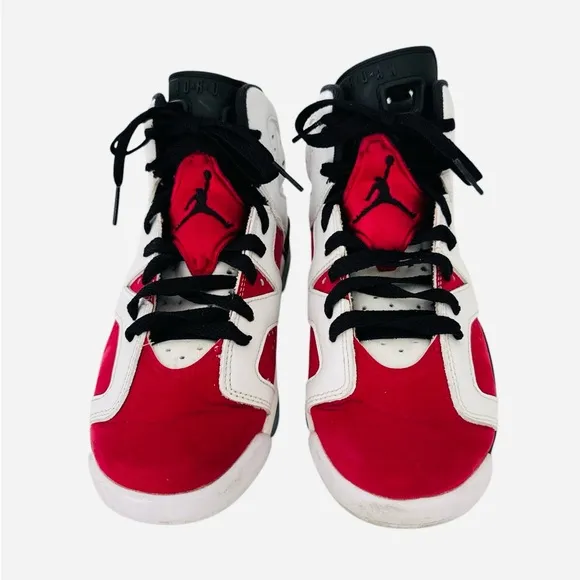 Nike Boy's Air Jordan 6 Retro GS Sneaker, White/Carmine-black, 4.5 Big Kid