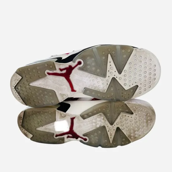 Nike Boy's Air Jordan 6 Retro GS Sneaker, White/Carmine-black, 4.5 Big Kid