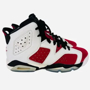 Nike Boy's Air Jordan 6 Retro GS Sneaker, White/Carmine-black, 4.5 Big Kid