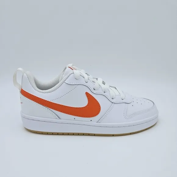 Nike COURT BOROUGH LOW 2 (GS) White/Orange Sneakers BQ5448 114   #C17