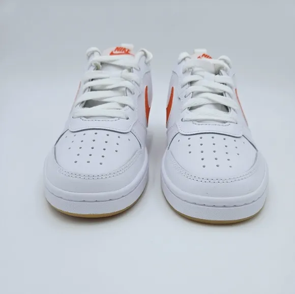 Nike COURT BOROUGH LOW 2 (GS) White/Orange Sneakers BQ5448 114   #C17