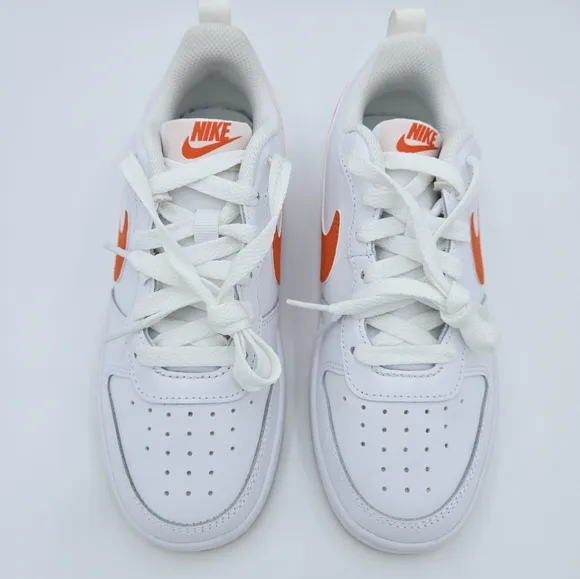 Nike COURT BOROUGH LOW 2 (GS) White/Orange Sneakers BQ5448 114   #C17
