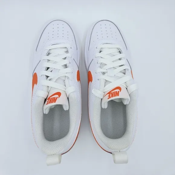 Nike COURT BOROUGH LOW 2 (GS) White/Orange Sneakers BQ5448 114   #C17