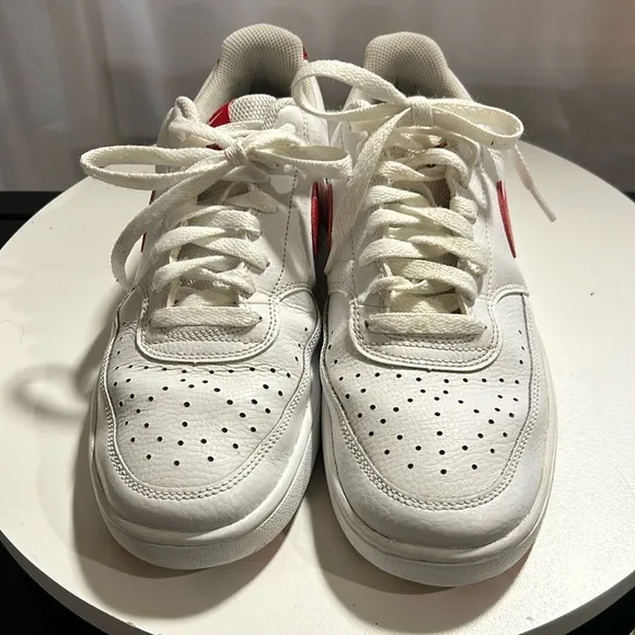 Nike Court Vision Low - DM7588-100 - White/Red/Black Swoosh Print.
