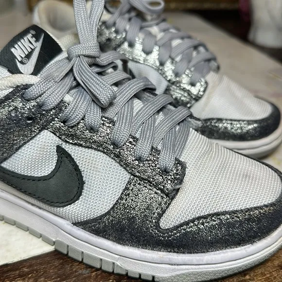 Nike Dunk Low &quot;Golden Gals&quot; metallic silver sneakers Size 5