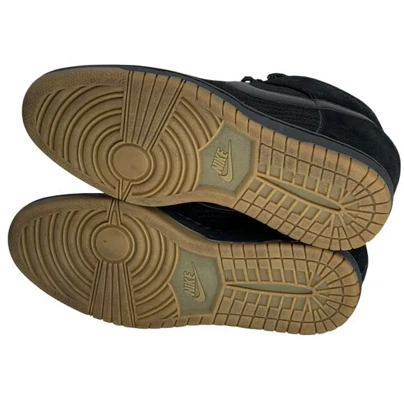 Nike Dunk Sky Hi Essentials Sneakers SZ 10 Black Suede Wedge Gum Sole 644877-006