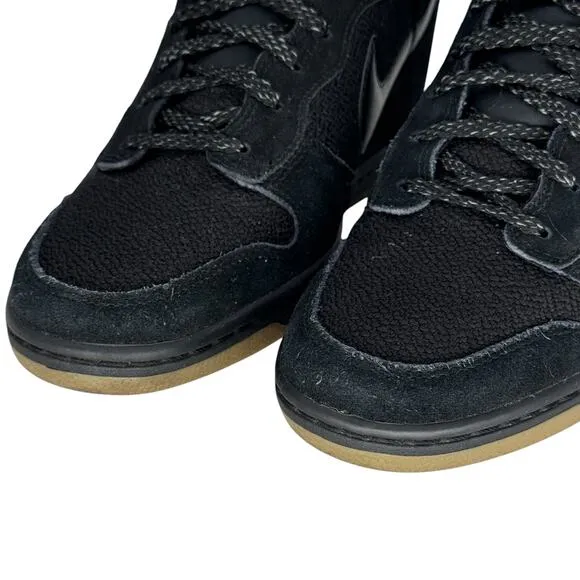 Nike Dunk Sky Hi Essentials Sneakers SZ 10 Black Suede Wedge Gum Sole 644877-006