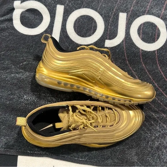Nike Gold Air Max 97 Sneakers with Metallic Finish