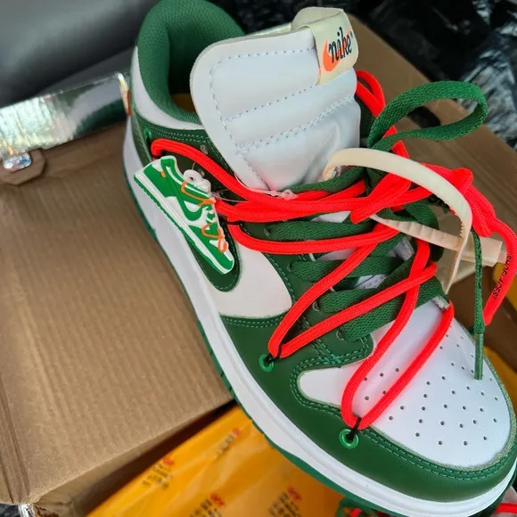 Nike Green and White Sneakers with Classic Design