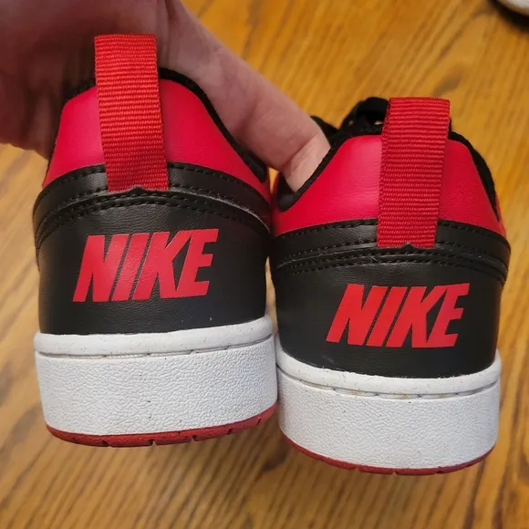 Nike Kids Court Borough Low Recraft Black and Red Sneakers