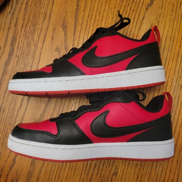 Nike Kids Court Borough Low Recraft Black and Red Sneakers