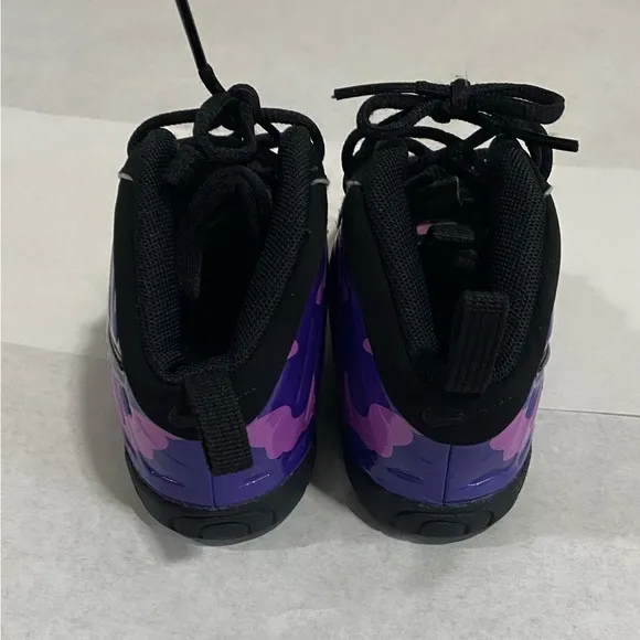 Nike Little Foamposite Purple Black Sneaker Kids Size 10