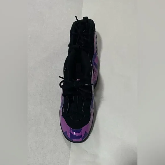 Nike Little Foamposite Purple Black Sneaker Kids Size 10
