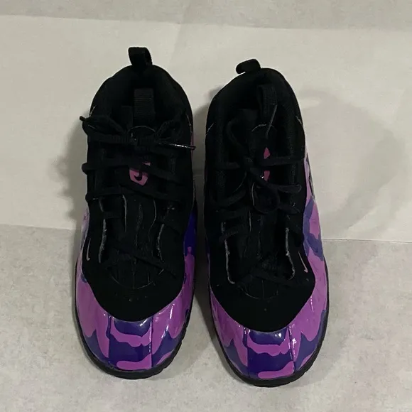 Nike Little Foamposite Purple Black Sneaker Kids Size 10
