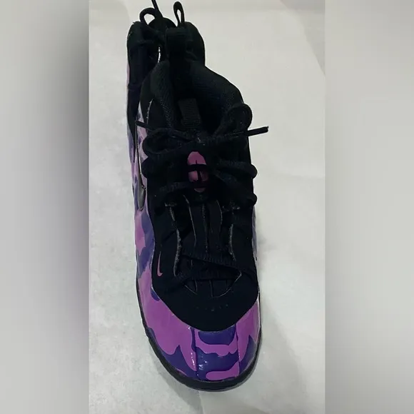 Nike Little Foamposite Purple Black Sneaker Kids Size 10