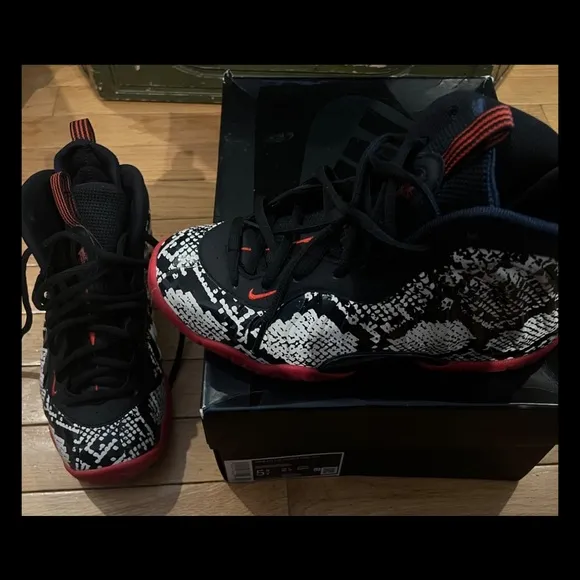 Nike Little Posite One (GS) Sail/Habanero Red-Black 644791-104 Size Y