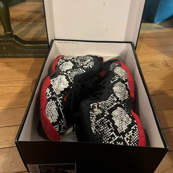 Nike Little Posite One (GS) Sail/Habanero Red-Black 644791-104 Size Y