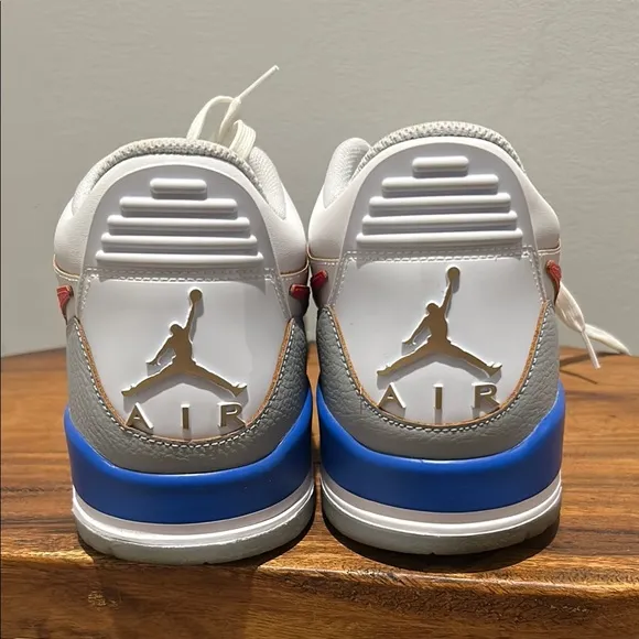Nike Mens Air Legacy 312 Low White and Blue Sneakers with Red Swoosh