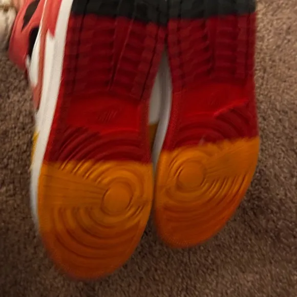 Nike Red Gold and White Jordan Sneakers with Breathable Design