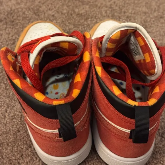 Nike Red Gold and White Jordan Sneakers with Breathable Design