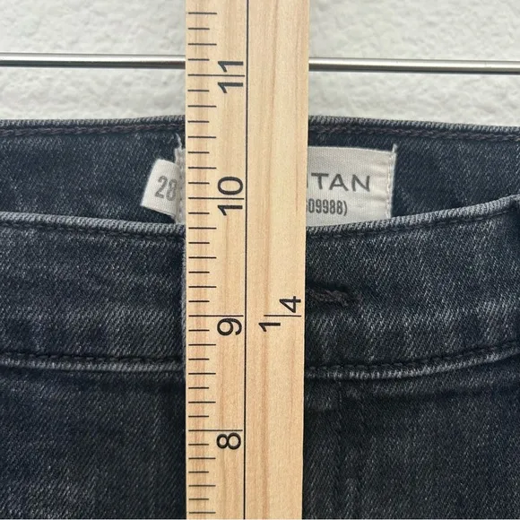 Nili Lotan Vianca Flare Jeans Denim Pants High Waist Raw Crop Hem Black Size 28