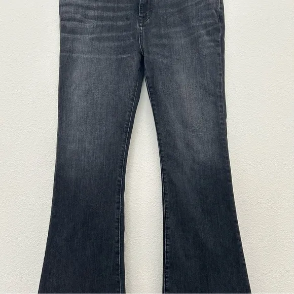Nili Lotan Vianca Flare Jeans Denim Pants High Waist Raw Crop Hem Black Size 28
