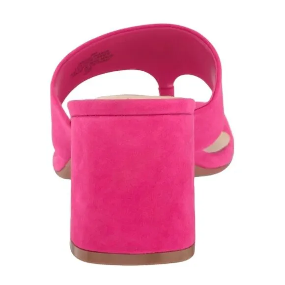 NINE WEST GELINA9X9 Women's Block Heel Thong Sandals Slip On Pink Size 7.5