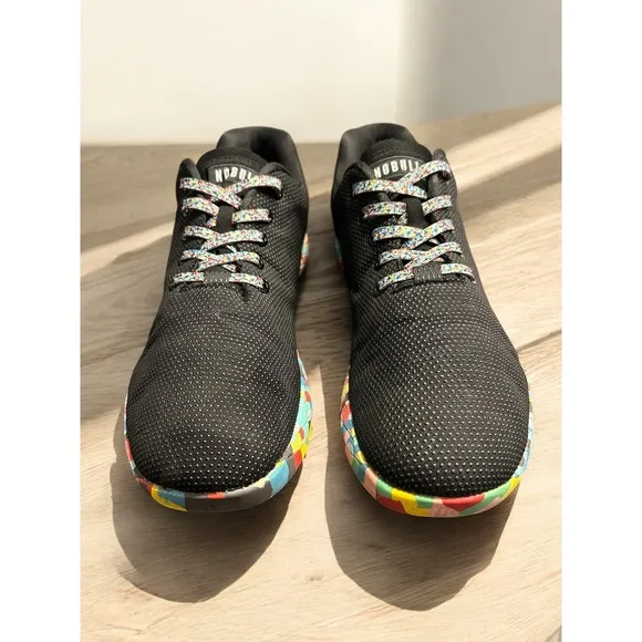 NOBULL Outwork Trainer Sneakers Black Superfabric Rainbow Sole Men's 13.5