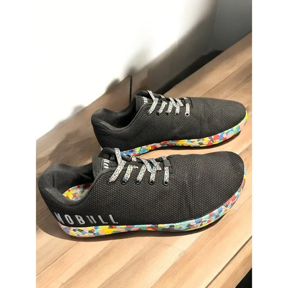 NOBULL Outwork Trainer Sneakers Black Superfabric Rainbow Sole Men's 13.5