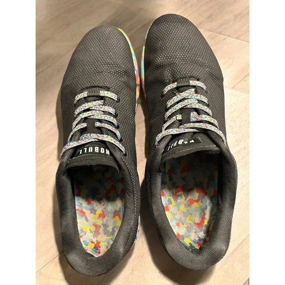 NOBULL Outwork Trainer Sneakers Black Superfabric Rainbow Sole Men's 13.5