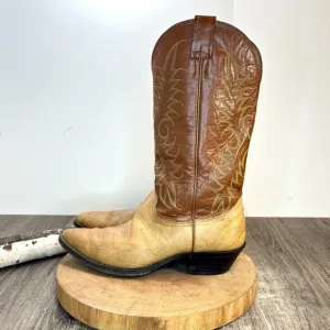 *Nocona | Vintage Men’s Leather Western Cowboy Boots Tan/brown 38068 Size 8.5 EE