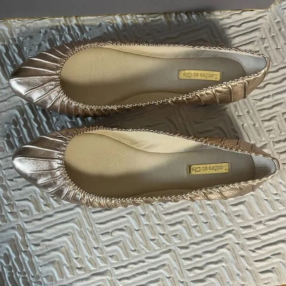 NWB Louise et Cie Lo Ashlin Leather Rose Gold Ballet Flats 8.5M Suede Inside
